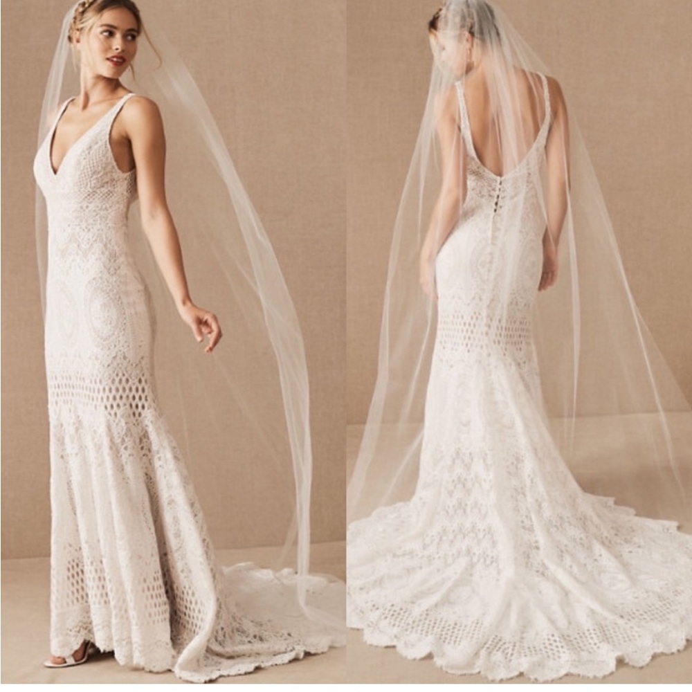 BHLDN Madeline Soft Luxe Fine Tulle Classic Cathedral Bridal Wedding Veil White